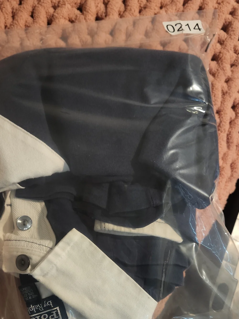 Polo by Ralph Lauren Navy and Cream Diagonal Stripe Shirt